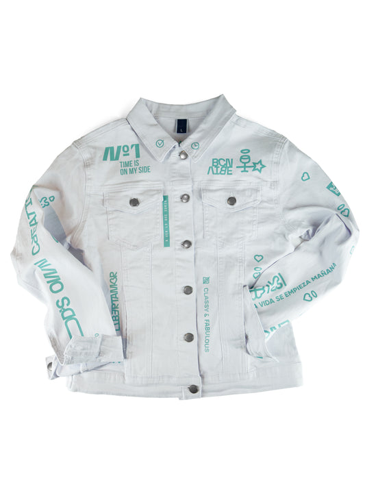 BEST & BUSY Jean Jacket White Mint